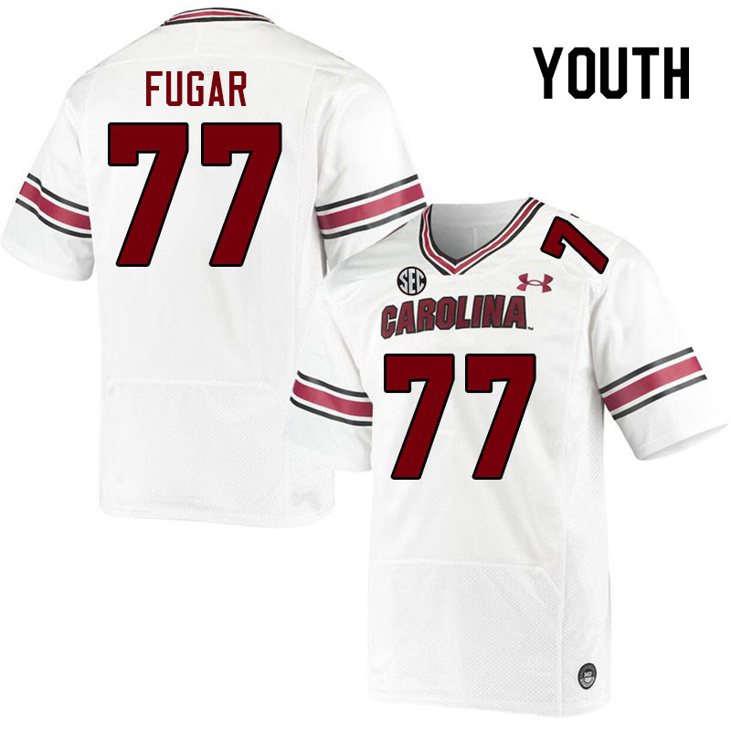Youth #77 Sidney Fugar South Carolina Gamecocks 2023 College Football Jerseys Stitched-White